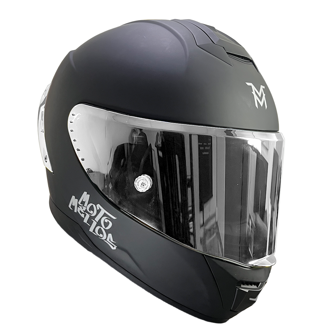 Casco Integral MM 909SP Solid Negro Mate Silver Visor Revo Silver Spoiler Silver S - Imagen 2