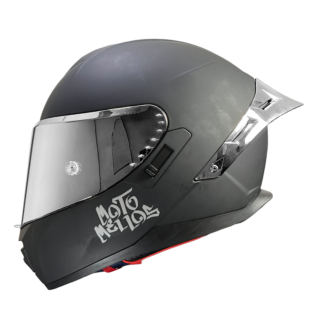 Casco Integral MM 909SP Solid Negro Mate Silver Visor Revo Silver Spoiler Silver S