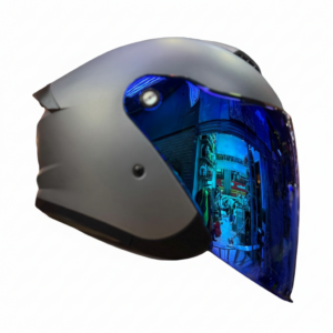 Casco Certificado Urban Biker 92 Solid Gris Visor Iridium Azul XL