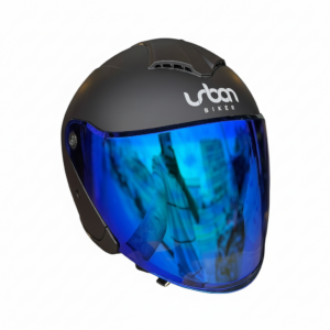 Casco Certificado Urban Biker 92 Solid Negro Visor Iridium Azul L