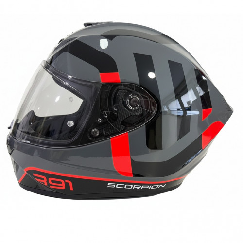 Casco Scorpion EXO-391 Arok Gris Rojo Negro Brillo S