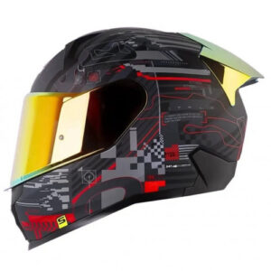 CASCO INTEGRAL SHAFT 560 EVO CIRCUIT GRIS OSCURO ROJO VISOR IRIDIUM L