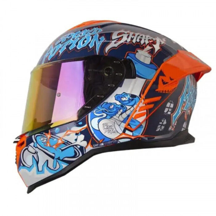 Casco Integral SHAFT 598 GTR Brillo Abracadab Azul Oscuro Azul Visor Rojo XL (166275)