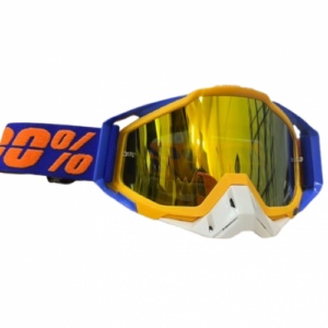 Gafas Motocross P300 100% Naranja Azul Lente Dorado