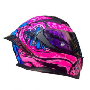 Casco Integral Dv Mm 937 Dragon Fucsia Azul Visor Y Spoiler Humo S