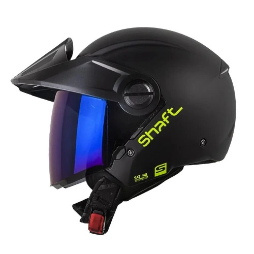 CASCO ABIERTO SHAFT 212 SOLID NEGRO AMARILLO NEON VISOR AZUL L (188581)
