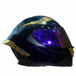 Casco Integral Dv Mm Solid Negro Perlado 937 Visor Y Spoiler Dorado M