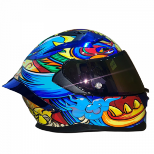 Casco Integral Dv Mm 937 Drake Azul/ Amarillo/ Azul/ Rojo Visor Y Spoiler Azul Xxl
