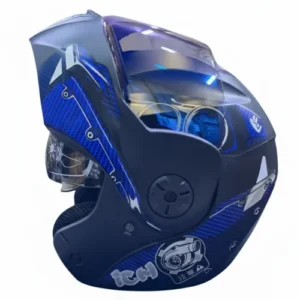 CASCO ABATIBLE ICH 3110 JDM NEGRO AZUL VISOR AZUL L