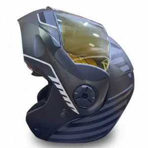 CASCO ABATIBLE ICH 3110 BUZZ NEGRO GRIS CLARO MATE VISOR DORADO XL