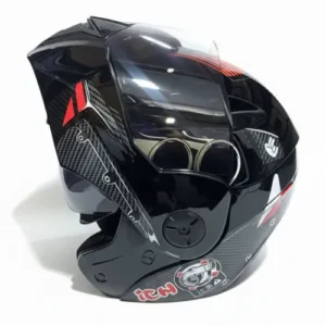 CASCO ABATIBLE ICH 3110 JDM NEGRO ROJO VISOR SMOKE M