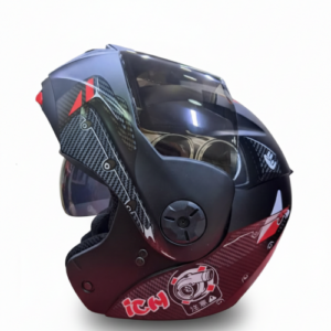 CASCO ABATIBLE ICH 3110 JDM NEGRO ROJO MATE VISOR SMOKE XL