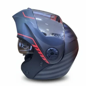 CASCO ABATIBLE ICH 3110 BUZZ NEGRO ROJO VISOR SILVER L