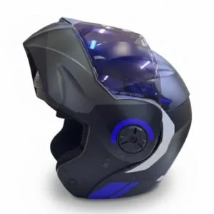 CASCO ABATIBLE ICH 3110 KHAM NEGRO GRIS OSCURO VISOR AZUL L