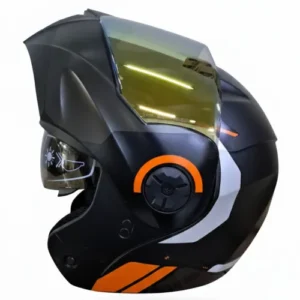 CASCO ABATIBLE ICH 3110 KHAM NEGRO GRIS OSCURO VISOR DORADO L