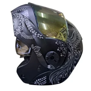 CASCO ABATIBLE ICH 3110 ZEN NEGRO SILVER VISOR DORADO M