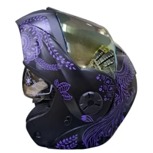 CASCO ABATIBLE ICH 3110 ZEN NEGRO MORADO VISOR DORADO M