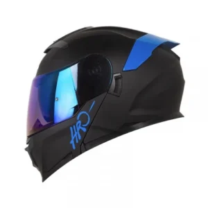 CASCO ABATIBLE HRO 3440DV SOLID MATE NEGRO AZUL VISOR IRIDIUM L
