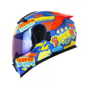 CASCO ABATIBLE HRO 3440DV REKORT AZUL AMARILLO VISOR IRIDIUM M