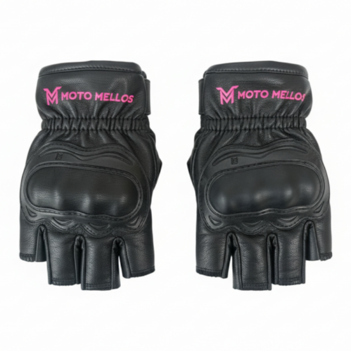 GUANTES MOTO MELLOS MEDIO DEDO NEGRO FUCSIA S