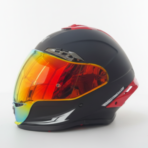Casco Integral Mm 667 Solid Negro Rojo Visor Dorado Rojo S