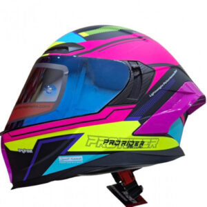 Casco Integral  Pro Rider 716Sp Wielki Negro / Fucsia / Amarillo Visor Iridium Azul Spoiler Fucsia M