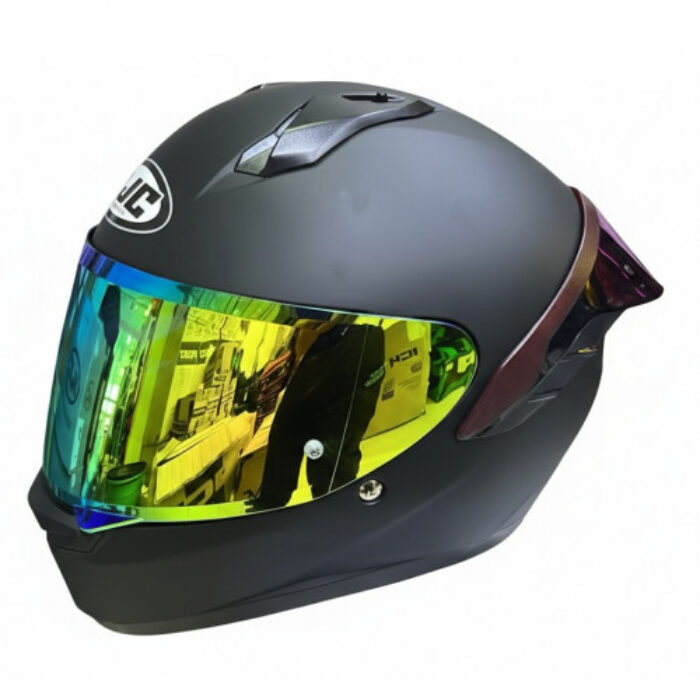 CASCO INTEGRAL HJC C10 SOLID NEGRO VISOR VERDE DORADO L (3148)