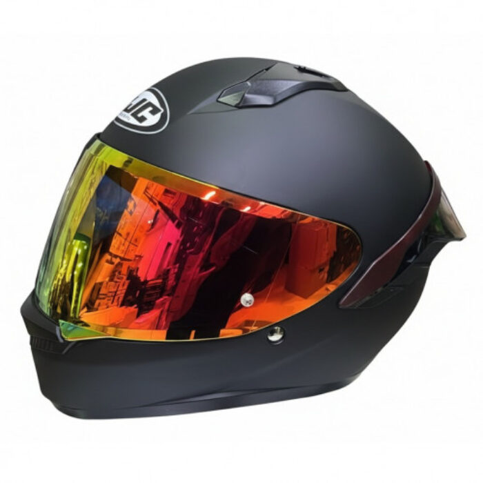 CASCO INTEGRAL HJC C10 SOLID NEGRO VISOR  DORADO ROJO S (3158)