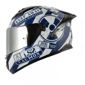 Casco Integral Ls2 Ff806 Caution Gris Azul Brillo Visor Iridium M (171212)