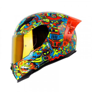 Casco Integral Shaft 562 Toon Worl Azul Amarillo Visor Iridium L (168395)
