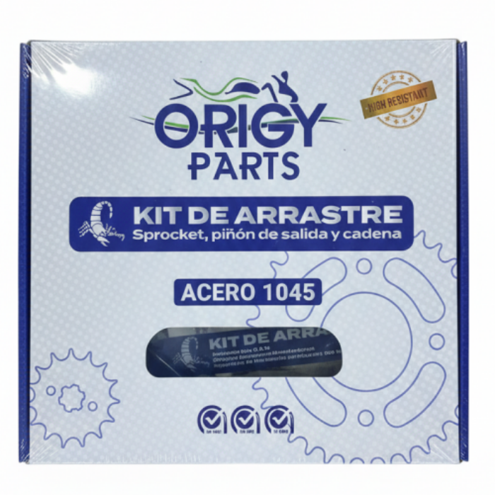 KIT ARRASTRE TVS 100 (13-39T)(428H-108L)(TIPO SCORPION/ACERO 1045)