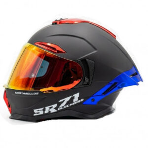 Casco Integral Mm 668 Solid Negro Rojo Sp Azul Visor Dorado Rojo S
