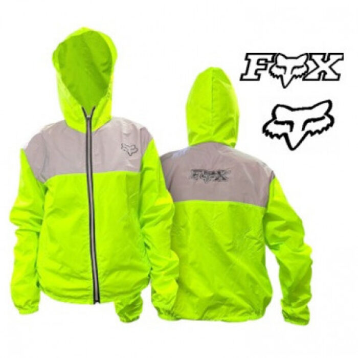CHAQUETA FOX CORTAVIENTOS VERDE NEON GRIS CON REFLECTIVO L