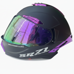 Casco Integral Mm 668 Solid Negro Morado Visor Iridium Morado M