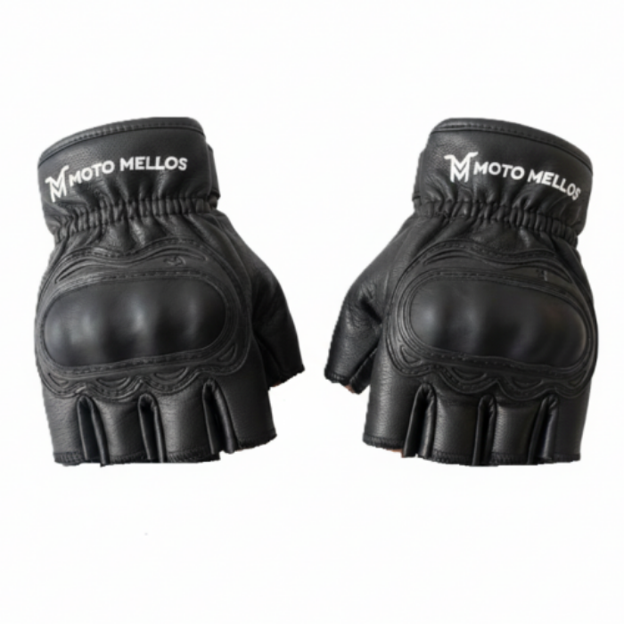 GUANTES MOTO MELLOS MEDIO DEDO NEGRO BLANCO XXL