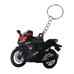 LLAVERO DE MOTO EN GOMA R15 NEGRA - ROJA