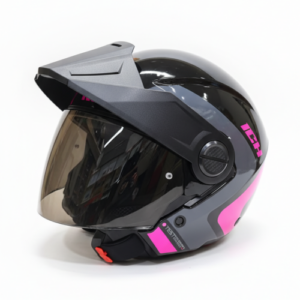 Casco Abierto Ich 102 Frontex Negro Fucsia Brillo Visor Smoke S -185161