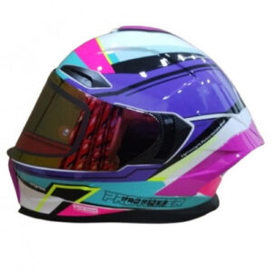 Casco Integral  Pro Rider 716Sp Wielki Blanco / Morado / Turquesa Visor Iridium Rojo Spoiler Fucsia M