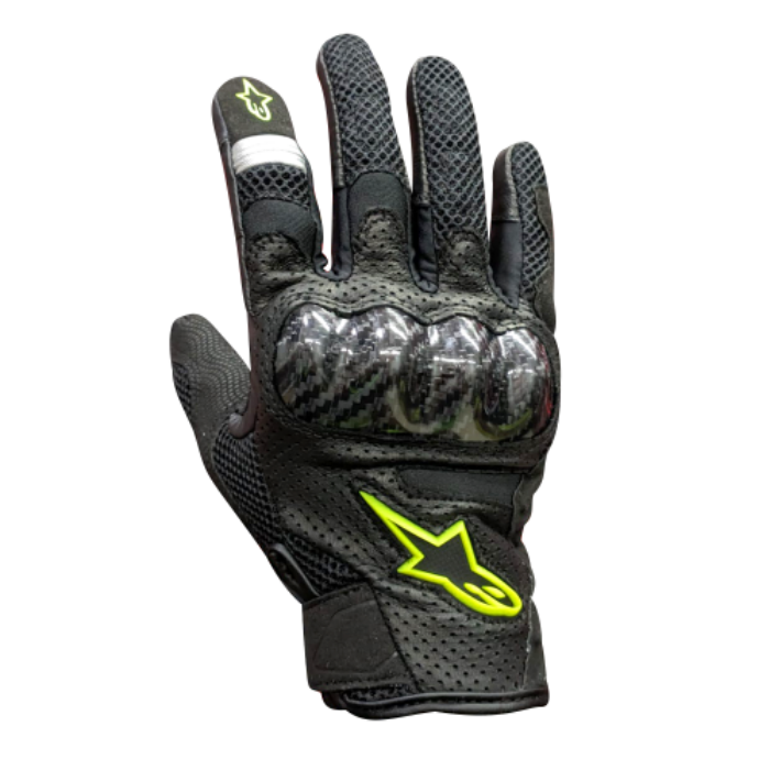 GUANTES ALPINESTAR SMX1 AIR V2 NEGRO / AMARILLO (PROTECCIÓN EN CARBONO) TALLA S