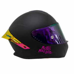 Casco Integral Mm 909Sp Solid Negro Mate Fucsia Visor Revo Fucsia Spoiler Fucsia S