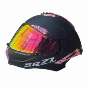 Casco Integral MM 668 Solid Negro Rosado Visor Iridium Fucsia