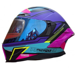 Casco Integral  Pro Rider 716Sp Wielki Negro / Morado / Turquesa Visor Iridium Azul Spoiler Fucsia M