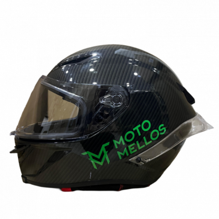 Casco Integral MM K6 Carbón Visor Rojo Traslucido y Alerón Dorado L