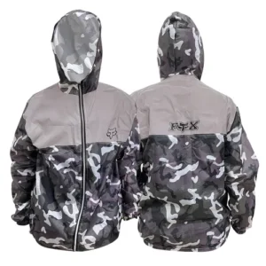 CHAQUETA FOX CORTAVIENTOS SENCILLA CAMUFLADA MORADO GRIS CON REFLECTIVO  XL