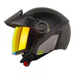 CASCO ABIERTO SHAFT 212 TRICK GRIS SILVER VISOR REVO DORADO M