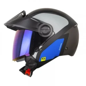 CASCO ABIERTO SHAFT 212 TRICK NEGRO AZUL VISOR IRIDIUM M