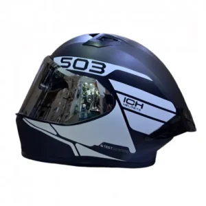 CASCO INTEGRAL ICH 503 BUNCH NEGRO BLANCO VISOR SILVER L (200616)