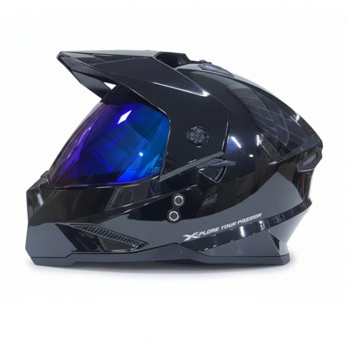 Casco Multiproposito X One Mx328 Dv Solid Negro Silver Brillo Visor Iridium Xl (197459)