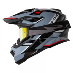 CASCO CROSS HRO MX03 DOMINIC NEGRO GRIS GAFAS DORADAS L