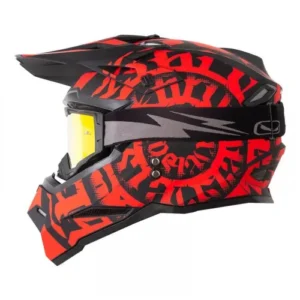 CASCO CROSS HRO MX03 LETTERING NEGRO ROJO GAFAS DORADAS L